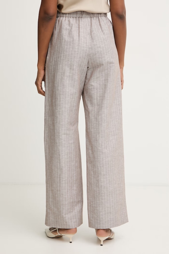 Ρούχα MM by Max Mara παντελόνι γυναικείο με λινό FAUNA 2616131018600 καφέ