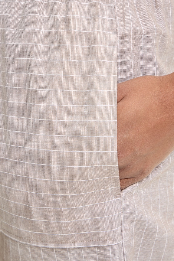 MM by Max Mara παντελόνι γυναικείο με λινό FAUNA καφέ 2616131018600