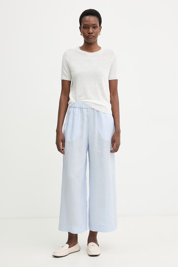 MM by Max Mara nohavice dámske ľanové CANNETI 2616131028600 modrá SS26