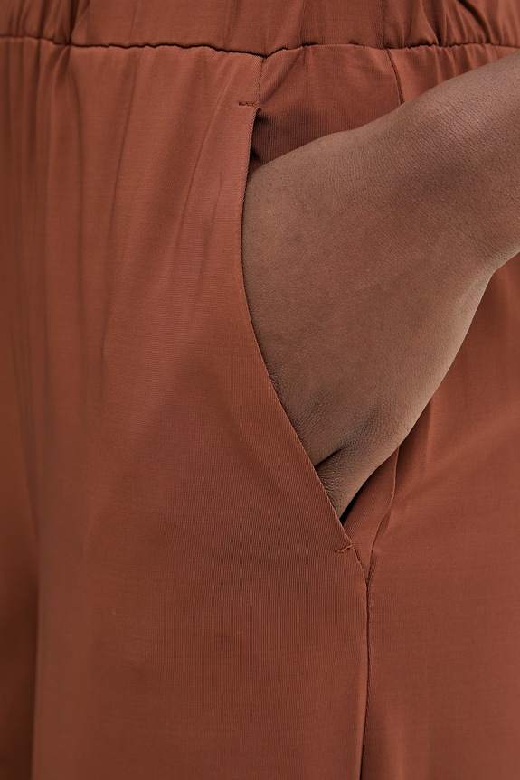 Max Mara Beachwear Παντελόνι Γυναικεία με βισκόζη ONORATA καφέ 2616781019600