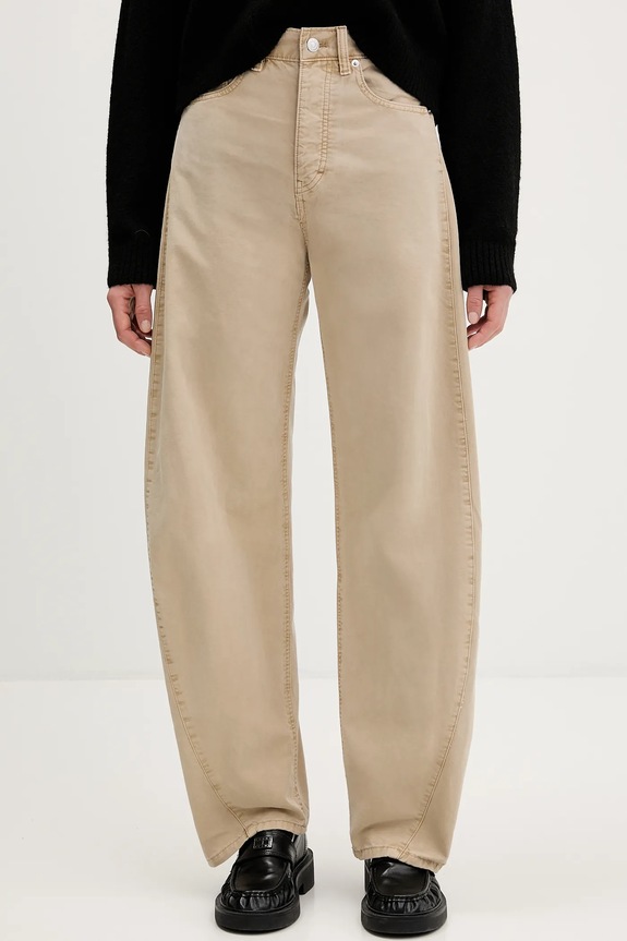 Tommy Jeans pantaloni de bumbac drept bej DW0DW22073