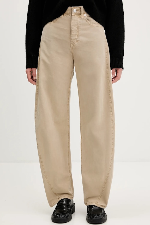 Tommy Jeans pantaloni de bumbac drept bej DW0DW22073