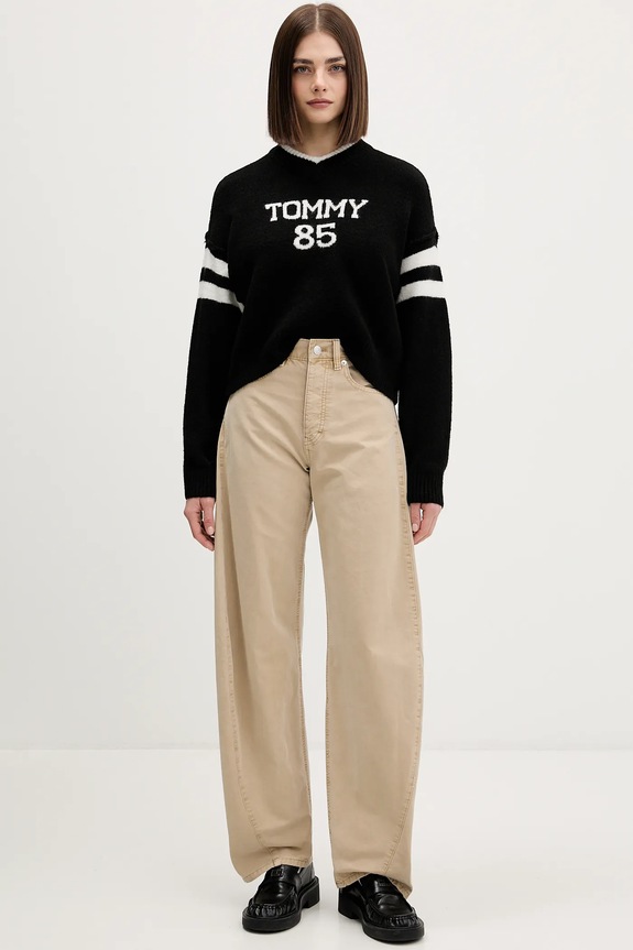 Tommy Jeans pantaloni de bumbac DW0DW22073 bej SS26