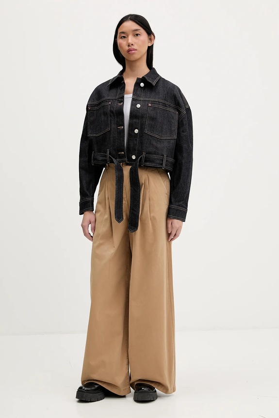 Βαμβακερό παντελόνι Tommy Jeans DW0DW22634 πράσινο SS26