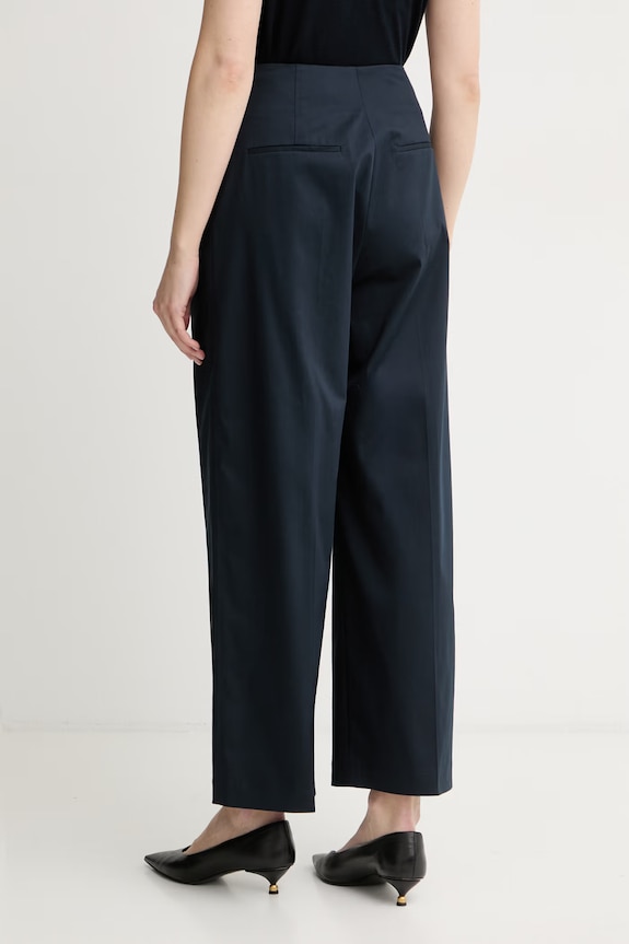 Oblečenie BOSS nohavice wide leg dámske bavlnené s elastanom Tulotta 50551913 tmavomodrá