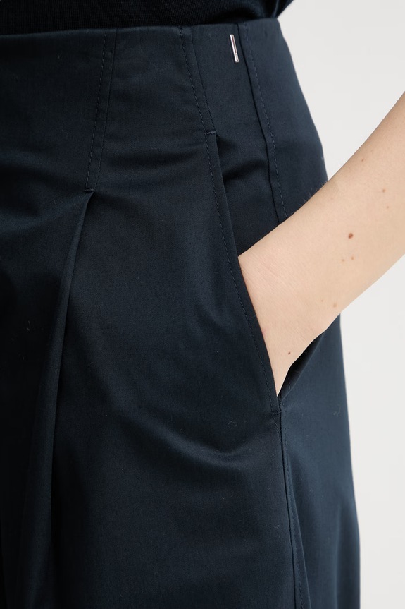 BOSS nohavice wide leg dámske bavlnené s elastanom Tulotta tmavomodrá 50551913