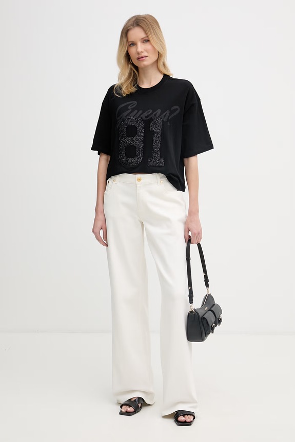 Marciano by Guess blugi wide leg pentru femei KYLIE G6GA06.D1040 bej SS26