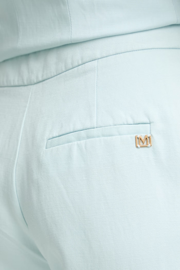 Marciano by Guess παντελόνι wide leg γυναικείο με πρόσμιξη λινού JANE τιρκουάζ G6GB04.W1782