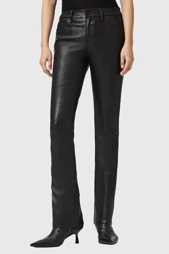 AllSaints spodnie skórzane prosty czarny W077TD