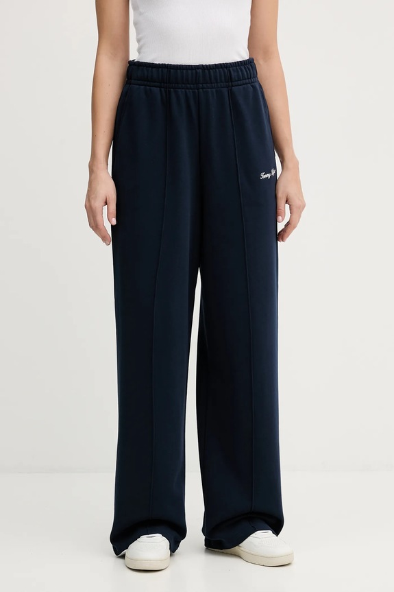 Pamučni donji dio trenirke Tommy Hilfiger pletivo mornarsko plava WW0WW48784