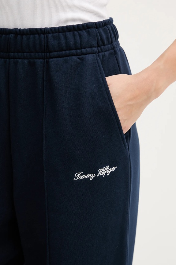 Pamučni donji dio trenirke Tommy Hilfiger mornarsko plava WW0WW48784