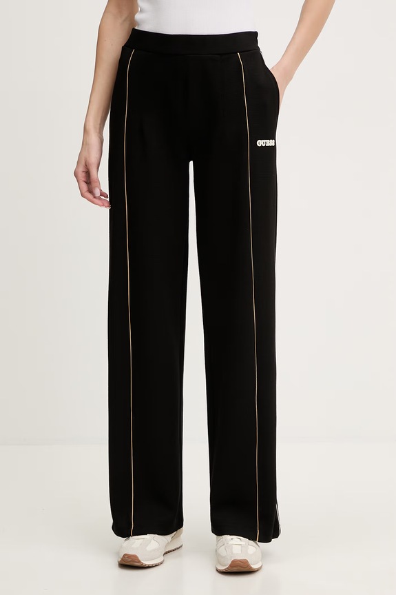 Guess spodnie dresowe GEORGIA z elastanem czarny V6RB00.KD852