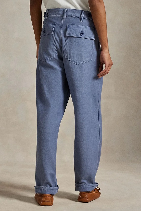 Îmbrăcăminte Polo Ralph Lauren pantaloni straight din bumbac pentru femei 211978634 albastru