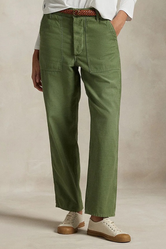 Polo Ralph Lauren spodnie straight damskie bawełniane bawełna zielony 211978634