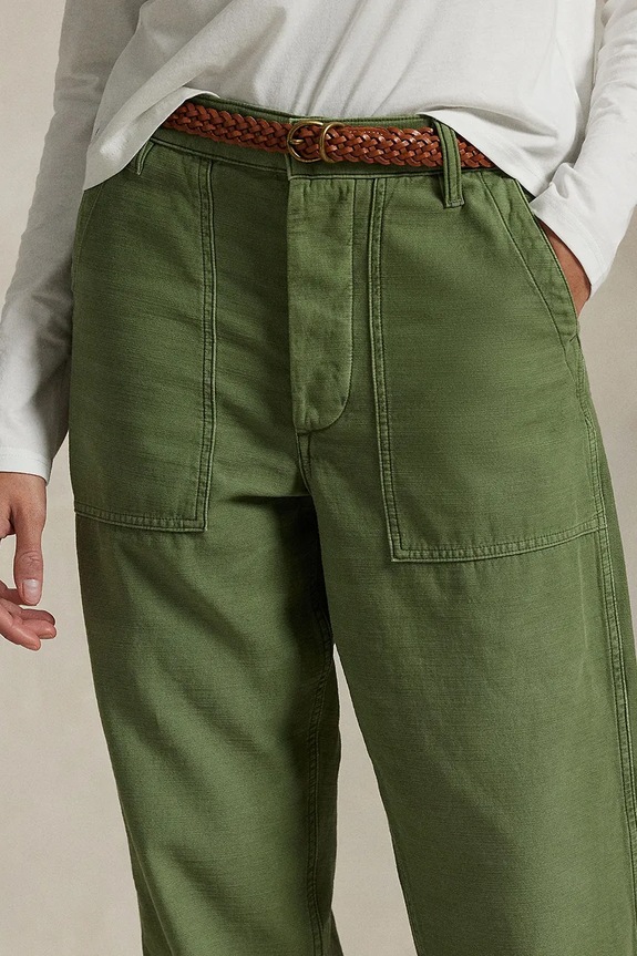 Polo Ralph Lauren spodnie straight damskie bawełniane zielony 211978634