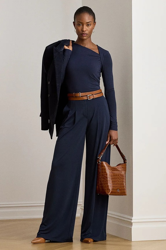 Kalhoty Lauren Ralph Lauren 200980217 námořnická modř SS26