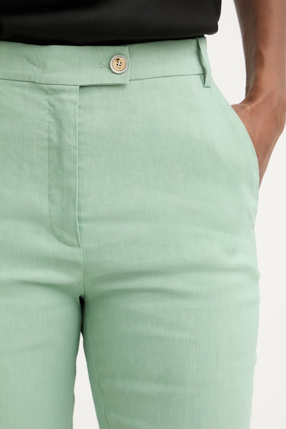 Pinko pantaloni de costum pentru femei, din bumbac verde 106514.A34I