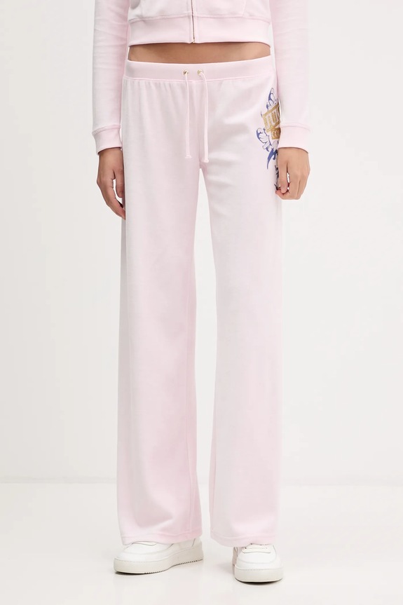 Juicy Couture pantaloni de trening din velur Wrap You Up tricotaj roz JCNBJ126452