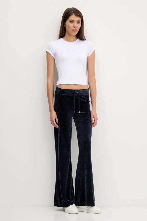Juicy Couture pantaloni de trening din velur Monogram Lisa JCWBJ125303 bleumarin SS26