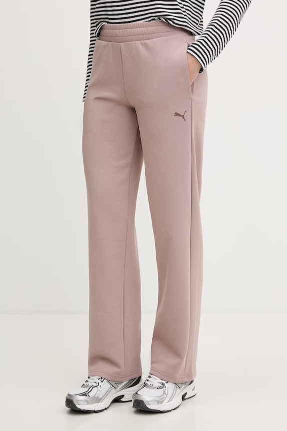 Puma pantaloni de trening pentru femei, din bumbac Essential Elevated maro 691817