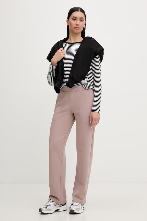Puma pantaloni de trening pentru femei, din bumbac Essential Elevated 691817 maro SS26