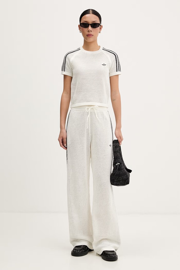 adidas Originals παντελόνι επίσημο γυναικείο κροσέ KC6493 μπεζ SS26