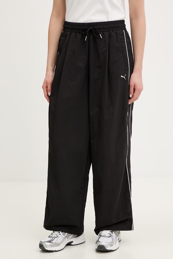 Puma spodnie dresowe Piping Relaxed Woven aplikacja czarny 634559