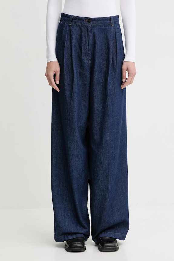 A.P.C. pantaloni de bumbac PANTALON GINNY bumbac bleumarin COHMJ.F08510
