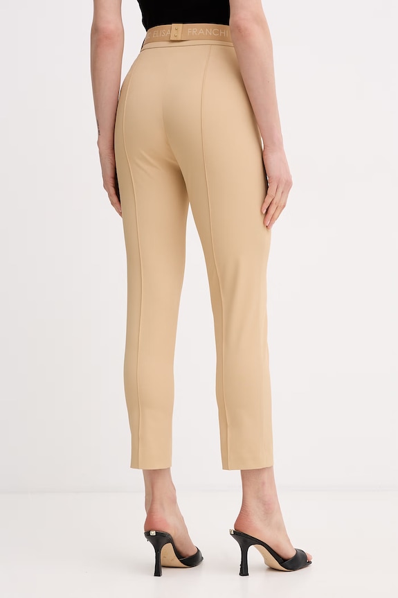 Odjeća Elisabetta Franchi slim fit hlače za žene PA13261E2 bež