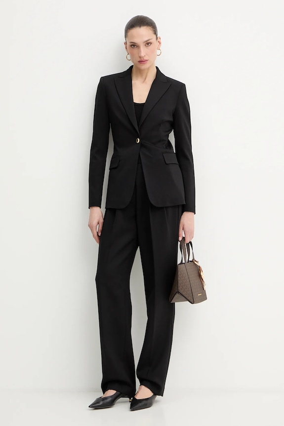 Nohavice s prímesou vlny MICHAEL Michael Kors MR630XGF23 čierna SS26