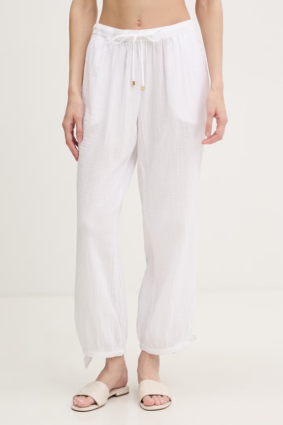 Lauren Ralph Lauren rovné kalhoty dámské bavlněné bílá 20417190