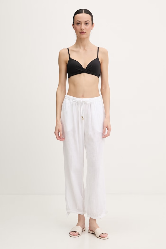 Lauren Ralph Lauren rovné kalhoty dámské bavlněné 20417190 bílá SS26