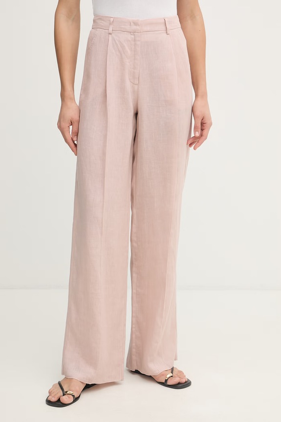 Marella παντελόνι wide leg γυναικείο λινό SOLISTA ροζ 2613131114200
