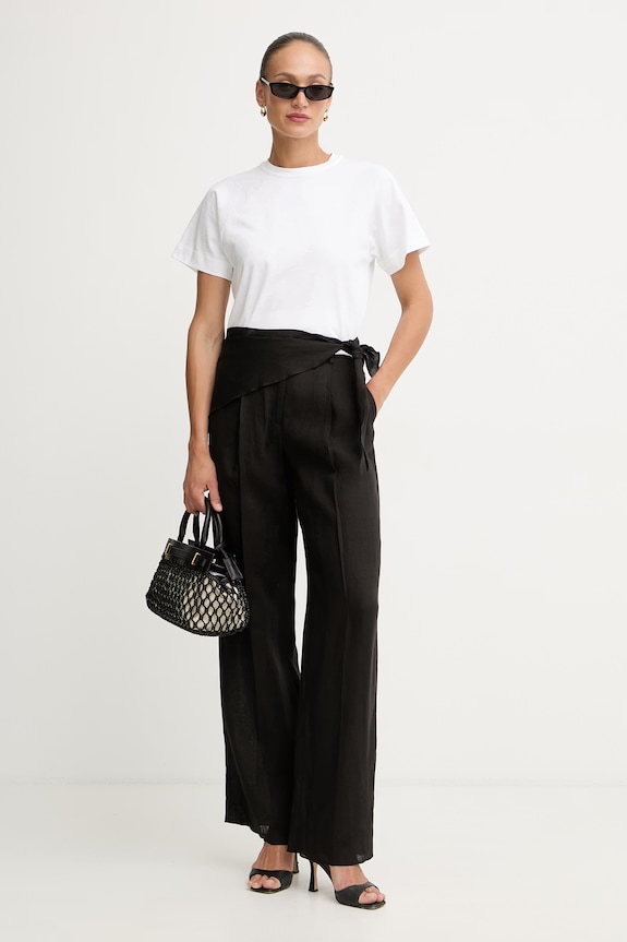 Marella spodnie wide leg damskie lniane SOLISTA 2613131114200 czarny SS26