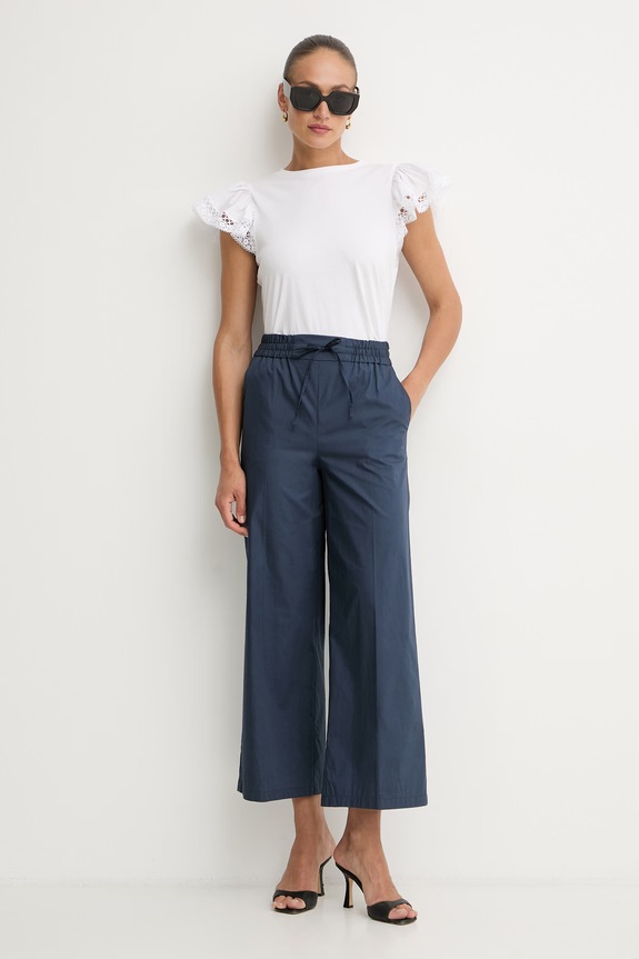 Marella pantaloni pentru femei, din bumbac Emme by Marella 2615131032200 bleumarin SS26