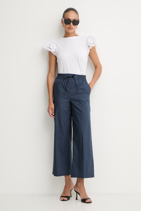 Marella pantaloni pentru femei, din bumbac Emme by Marella 2615131032200 bleumarin SS26