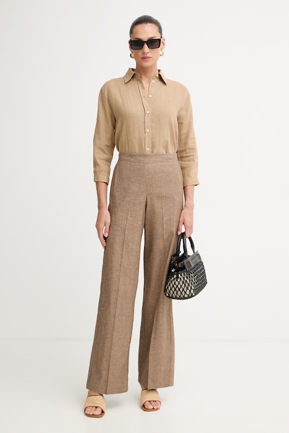 Marella штани regular жіночі з льоном Emme by Marella 2615131082200 коричневий SS26
