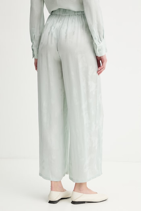 Oblečenie Calvin Klein nohavice wide leg dámske z viskózy LV044F604G zelená
