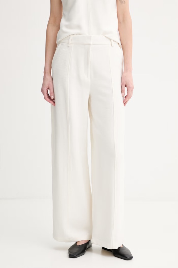 Calvin Klein nohavice dámske s viskózou béžová LV044F651G