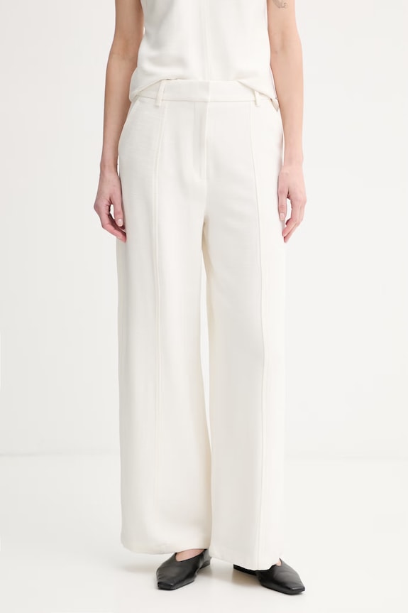 Calvin Klein nohavice dámske s viskózou béžová LV044F651G