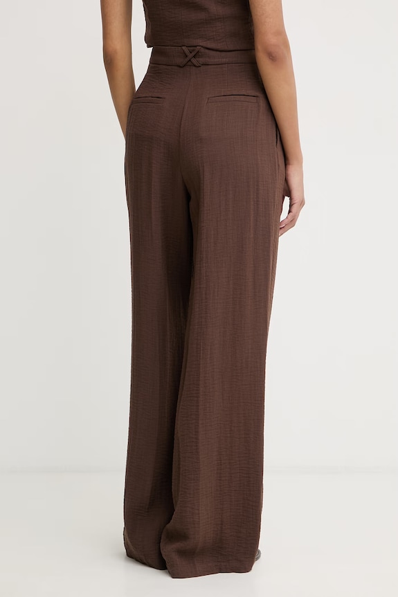 Oblečenie Simona Corsellini nohavice wide leg dámske z viskózy P26CPPA00601 hnedá