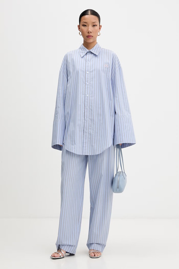Rotate pantaloni pentru femei din bumbac 1153643082 albastru SS26