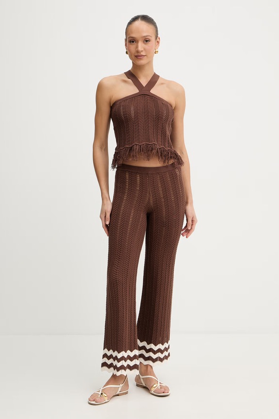 Pamučne hlače Twinset 261AP3062 smeđa SS26