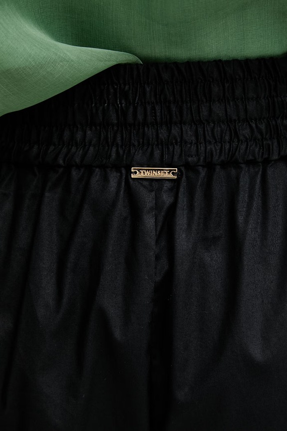Twinset pantaloni pentru femei, cu bumbac negru 261TT2252