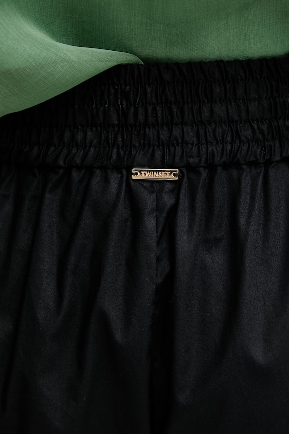 Twinset pantaloni pentru femei, cu bumbac negru 261TT2252