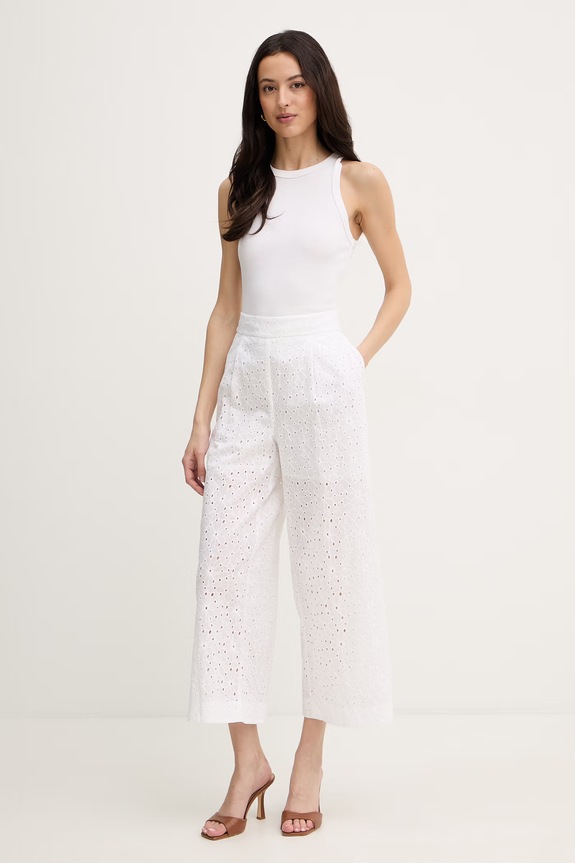 Bavlněné kalhoty Twinset 261TF2112 bílá SS26