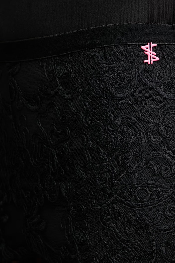 Twinset pantaloni pentru femei, din dantelă negru 261AQ2042