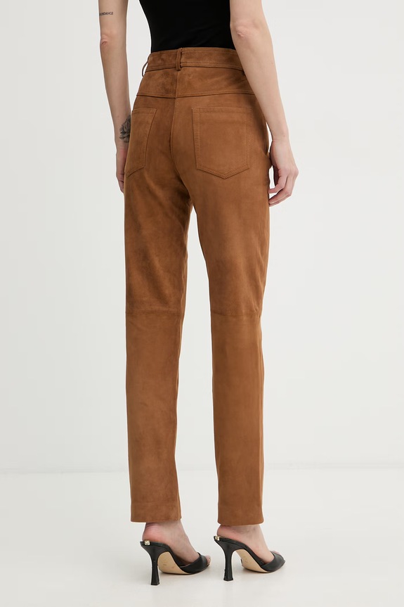 Abbigliamento Luisa Spagnoli pantaloni da donna in scamoscio Aletta 542857 marrone