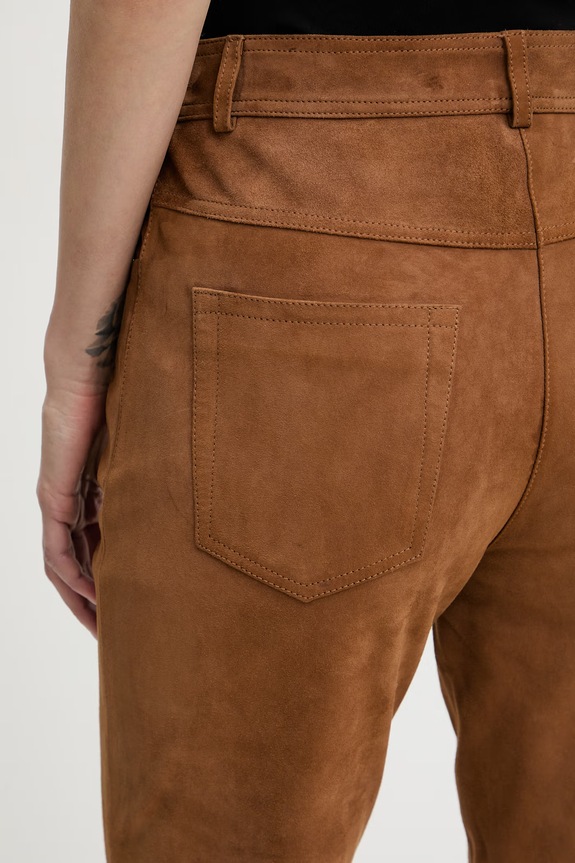 Luisa Spagnoli pantaloni da donna in scamoscio Aletta marrone 542857