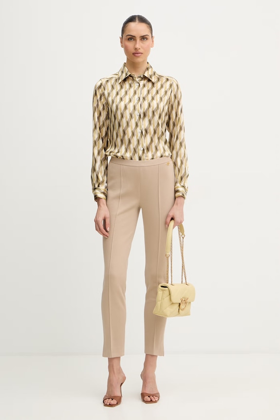 Luisa Spagnoli pantaloni de lână Minuccio 542891 bej SS26